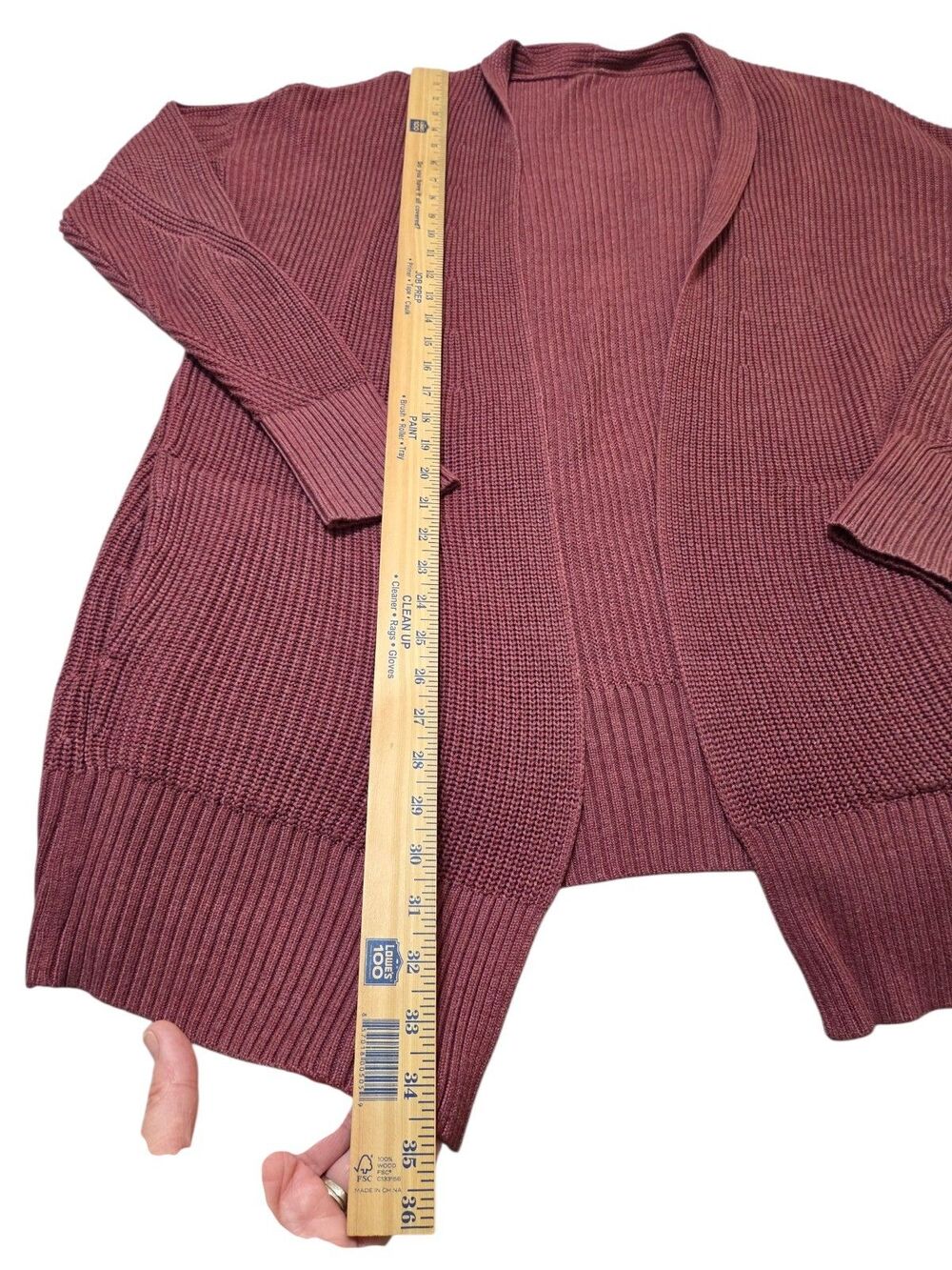 Lululemon Cashlu Sweater Wrap Knit Pockets Heathered Mulled Wine Women's L/XL U2 - Picture 5 of 10